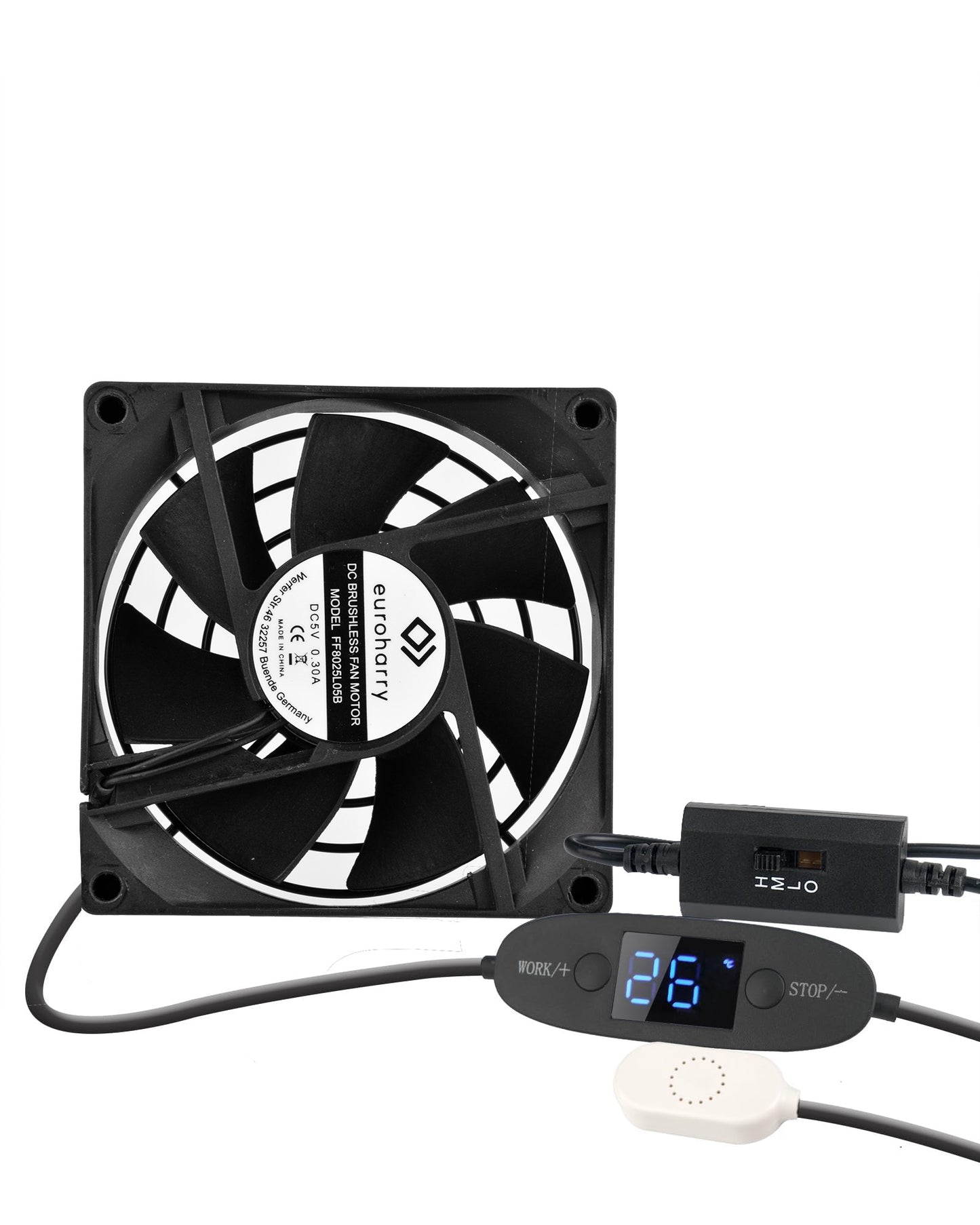 Euroharry USB 5V-Lüfter mit Digitalanzeige temperaturgesteuertes leises Lüftersystem, schwarzem für Heimkino-AV-Schränke