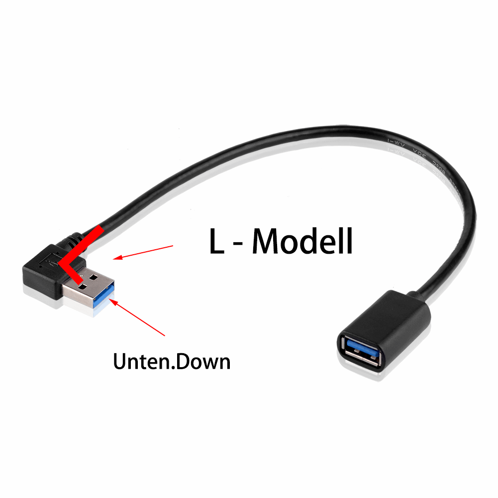 2 x USB 3.0 Modell - L Winkel Adapter - 90° Grad - A-Stecker zu A-Buchse - kompatibel mit Allen USB Kabeln - optimale Kabelführung 30cm (A Stecker zu A Buchse) - Euroharry GmbH