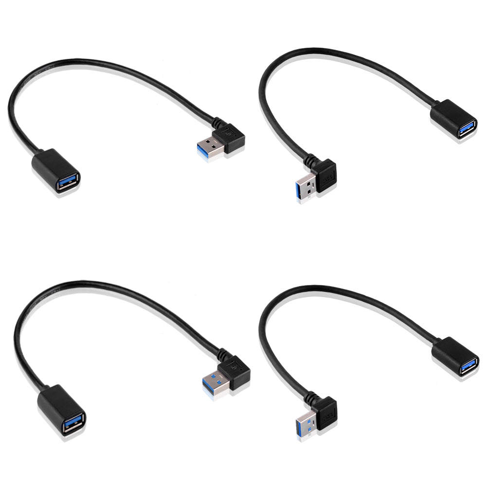 Herfair USB 3.0 Verlängerungskabel 90 Grad – 2 Stück, Rechtwinklig, Stecker Auf Buchse, SuperSpeed
