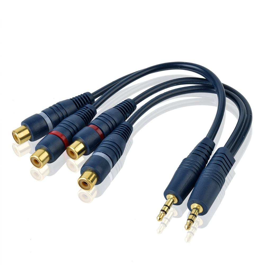 3,5mm Stereo-Stecker/Buchse auf Dual-Cinch-RCA Female/Male Audio-Adapter kabel