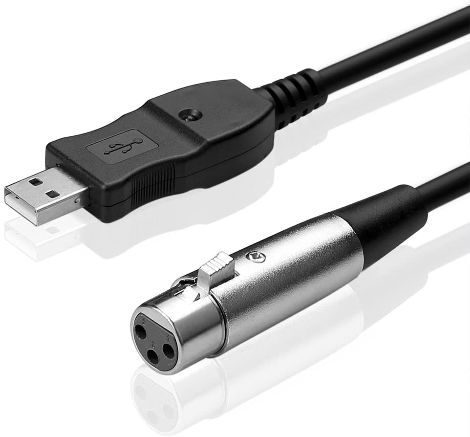 2,8m USB-Mikrofonkabel, USB-Stecker auf 3XLR-Buchse  Schwarz Mikrofonkabel