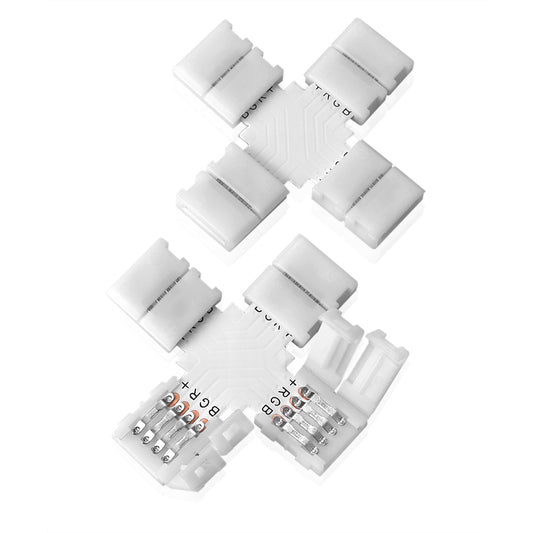 LED Streifenlicht Zubehör|RGB Strip Eckverbinder Kreuz(+) Form Klick Verbinder LED SMD Schnellverbinder Adapter
