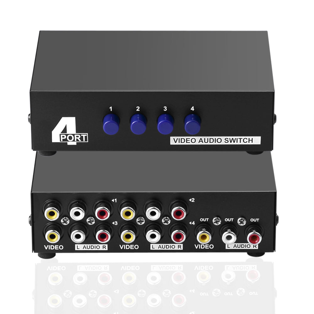 4-Wege AV Switch 4 in 1 heraus Audio Video L/R RCA Selector Switch Box Splitter - Euroharry GmbH