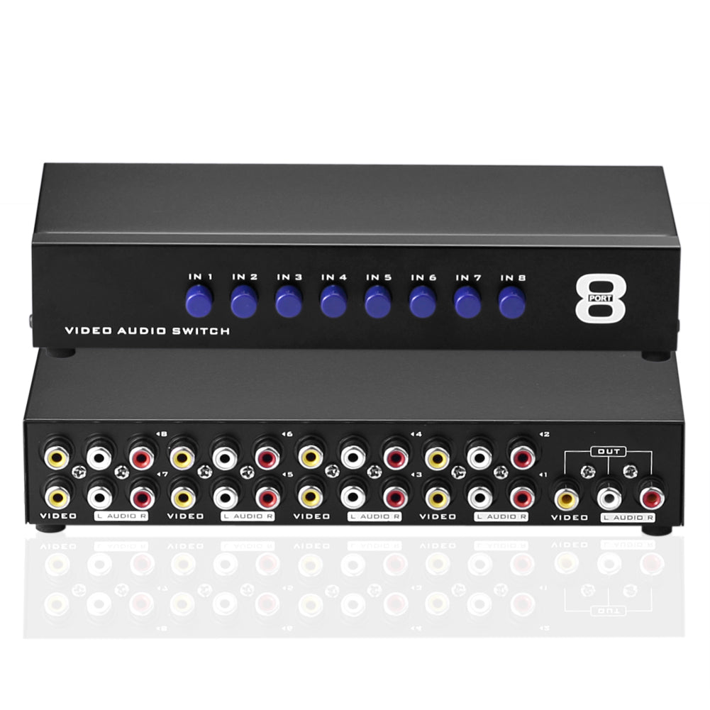 8-Wege AV Switch 8 in 1 heraus Audio Video L/R RCA Selector Switch Box Splitter