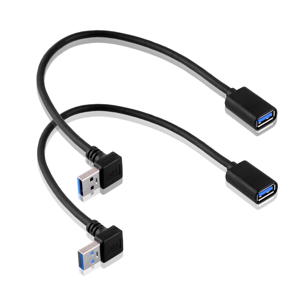 30cm USB 3.0 Winkel Adapter - 90° Grad Winkeladapter - A-Stecker zu A-Buchse - kompatibel mit Allen USB Kabeln - optimale Kabelführung (up+down Winkel Kabel (A Stecker zu A Buchse)