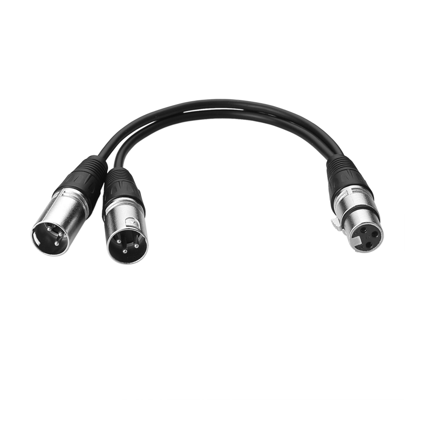 30cm Microfoonstekker Kabel 3pin XLR Vrouwelijke naar Dual 2 XLR Mannelijke Plug Y Splitter Kabel Adapter (XLR(F) - (M) x 2, Zilver)