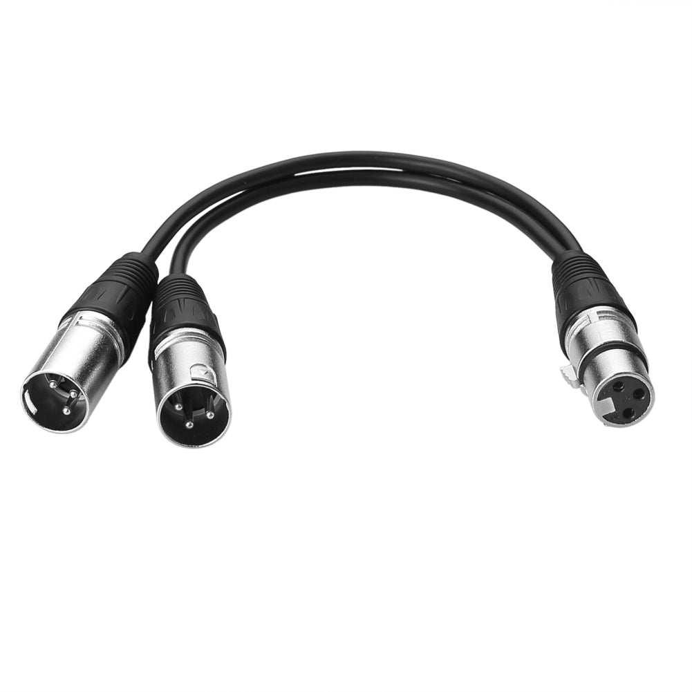 30cm Microfoonstekker Kabel 3pin XLR Vrouwelijke naar Dual 2 XLR Mannelijke Plug Y Splitter Kabel Adapter (XLR(F) - (M) x 2, Zilver) - Euroharry GmbH