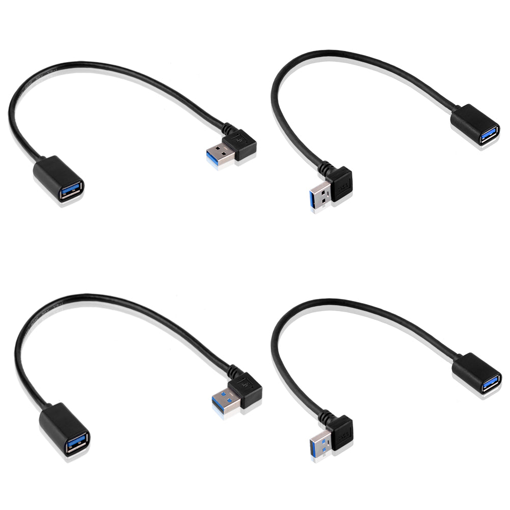 4 x USB 3.0 Modell - L/T Winkel Adapter - 90° Grad - A-Stecker zu A-Buchse - kompatibel mit Allen USB Kabeln - optimale Kabelführung (A Stecker zu A Buchse)