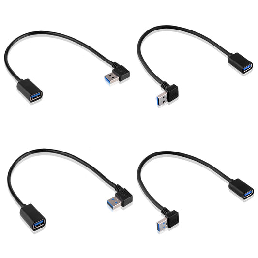 4 x USB 3.0 Modell - L/T Winkel Adapter - 90° Grad - A-Stecker zu A-Buchse - kompatibel mit Allen USB Kabeln - optimale Kabelführung (A Stecker zu A Buchse) - Euroharry GmbH