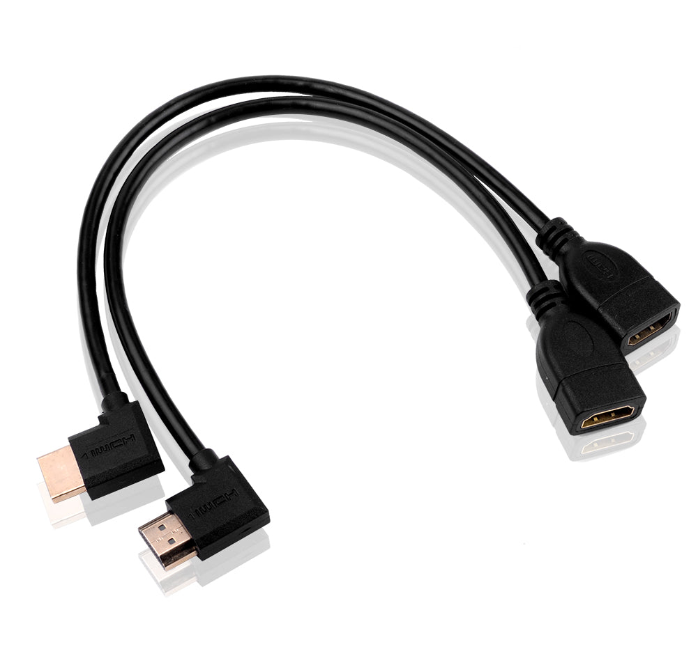 2 x 30cm HDMI(1.4) 90° Kabel Adapter 1080P Male to Female Schwarz (L-Modell) - Euroharry GmbH