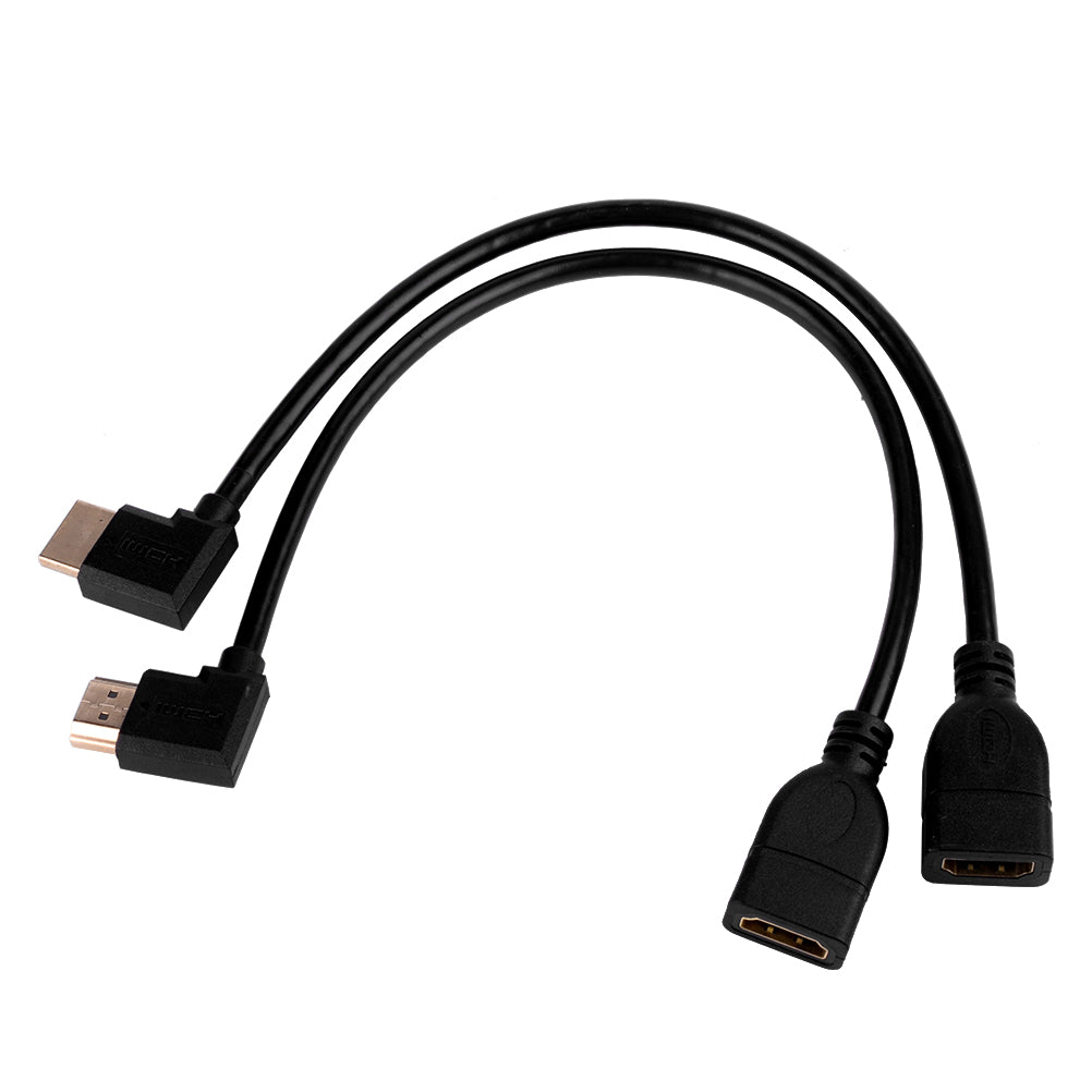 2 x 30cm HDMI(1.4) 90° Kabel Adapter 1080P Male to Female Schwarz (L-Modell) - Euroharry GmbH