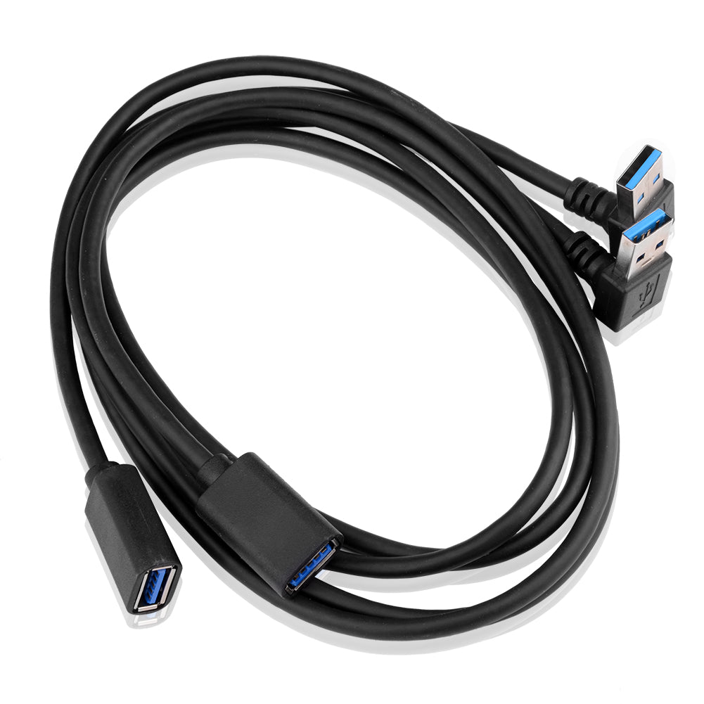 100cm USB 3.0 Winkel Adapter - 90° Grad Winkeladapter - A-Stecker zu A-Buchse - kompatibel mit Allen USB Kabeln - optimale Kabelführung (up+down Winkel Kabel (A Stecker zu A Buchse)