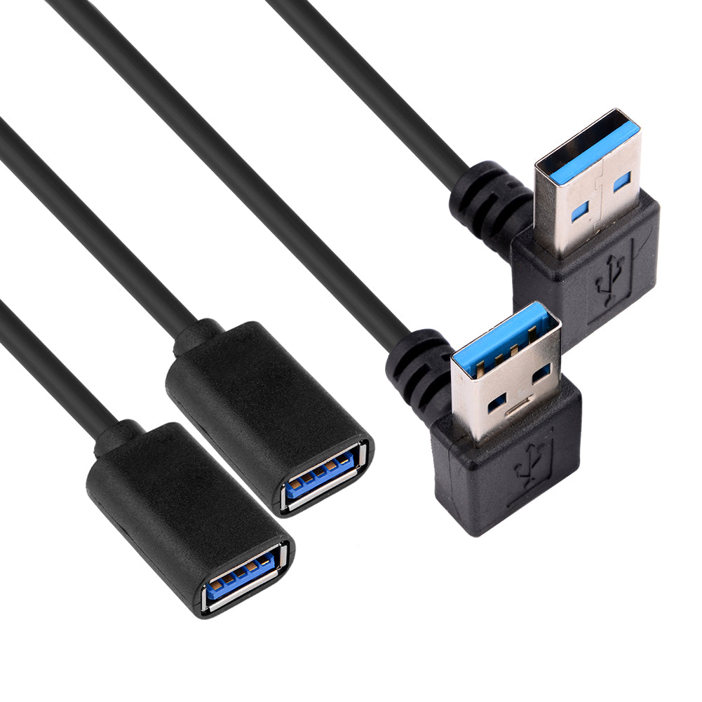 100cm USB 3.0 Winkel Adapter - 90° Grad Winkeladapter - A-Stecker zu A-Buchse - kompatibel mit Allen USB Kabeln - optimale Kabelführung (up+down Winkel Kabel (A Stecker zu A Buchse)