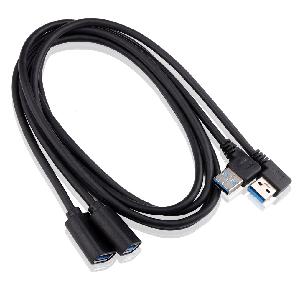 100cm USB 3.0 Modell - L Winkel Adapter - 90° Grad - A-Stecker zu A-Buchse - kompatibel mit Allen USB Kabeln - optimale Kabelführung  (A Stecker zu A Buchse)