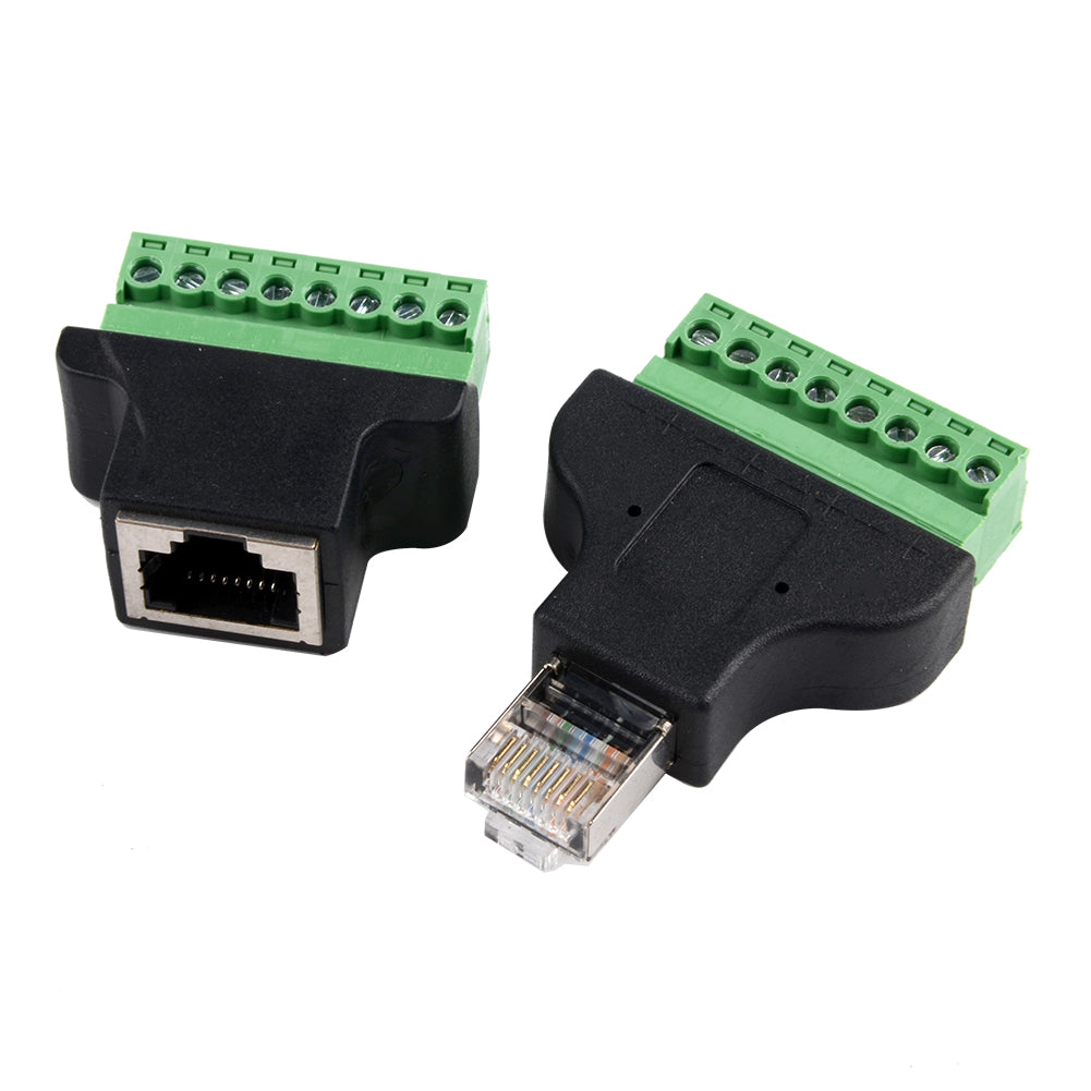 2xRJ45 auf Terminal Block 8-Pin Adapter LAN Netzwerk Ethernet Converter to 8 pin Screw