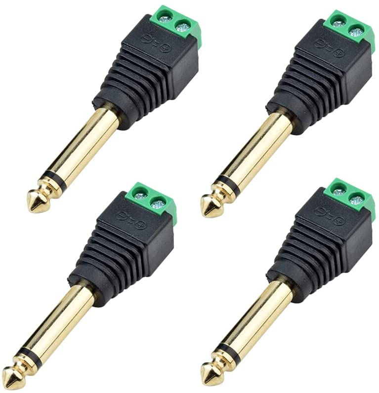6,35mm Klinkenstecker Adapter - Klinke auf 2-Pin Audio Kabel Terminal Block Set - Terminalblock 6.35mm Klinke 2-polig - Schraubbefestigung