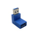 2PK Adapter USB 3.0 Stecker auf Buchse nach Oben um 90° - USB 3.0 Super Speed Technologie - Übertragungsraten bis zu 5Gbit/s abwärtskompatibel zu USB 2.0 / USB 1.1 - Farbe: Blau
