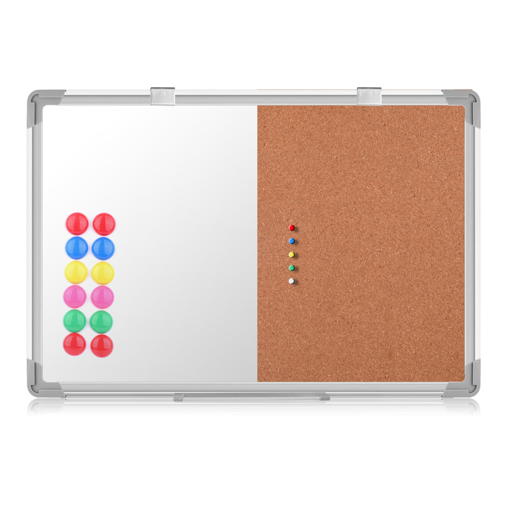 euroharry Kombinations notizbrett Whiteboard Magnetwand mit Alurahmen Magnetisch Whiteboard und Magnettafel Pinnwand Weiß lackier