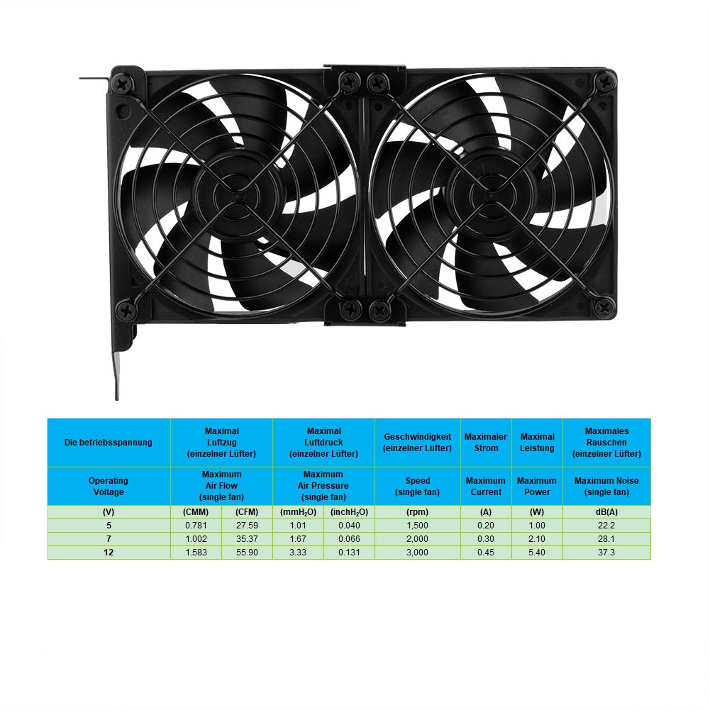 Grafikkarten-Lüfter2 x 92 mm -Hoher Luftstrom Lüfter, -PCI-Halterung Kühler - GPU-Lüfter ，unterstützt 5 V, 7V,12V unterstützt unterstützt Support Mainboard sys_fan Schnittstelle - Euroharry GmbH